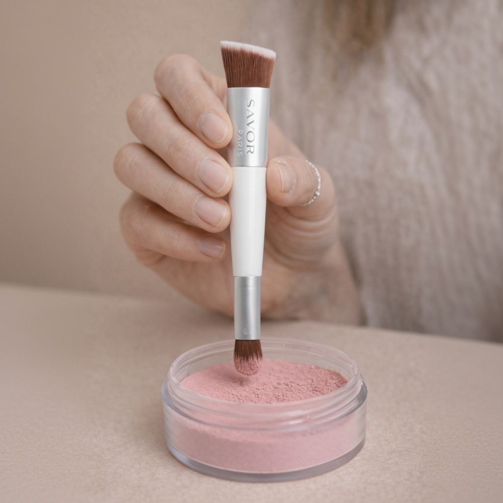 Pinceau visage 2-en-1 pour maquillage du teint | SAVOR Paris