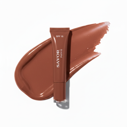 Solar Gloss Nude Chocolat SPF 15 – gloss lèvres teinté | SAVOR Paris
